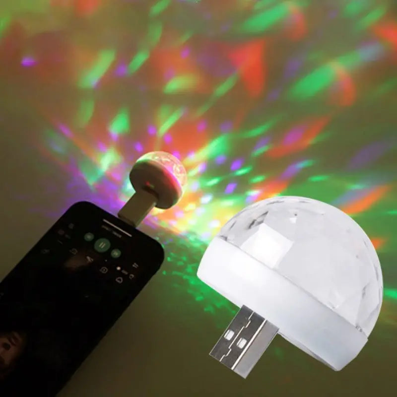 LED Small Magic Ball Mini Multicolor Disco Light USB-Powered