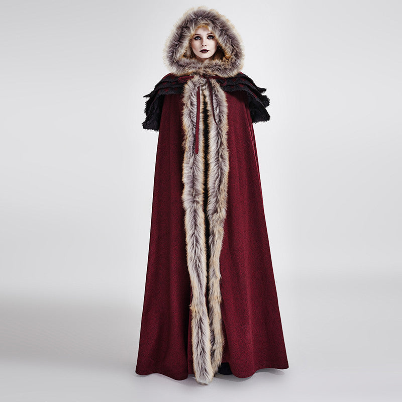 Gothic Wool Collar Long Cloak - Choose Color