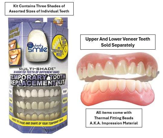 Instant Smile - Multi-Shade Temporary Tooth Replacement Kit, Upper and Lower Veneers