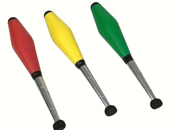 Juggling Clubs 3 Set Soft Handle Green/Red/Yellow - Import