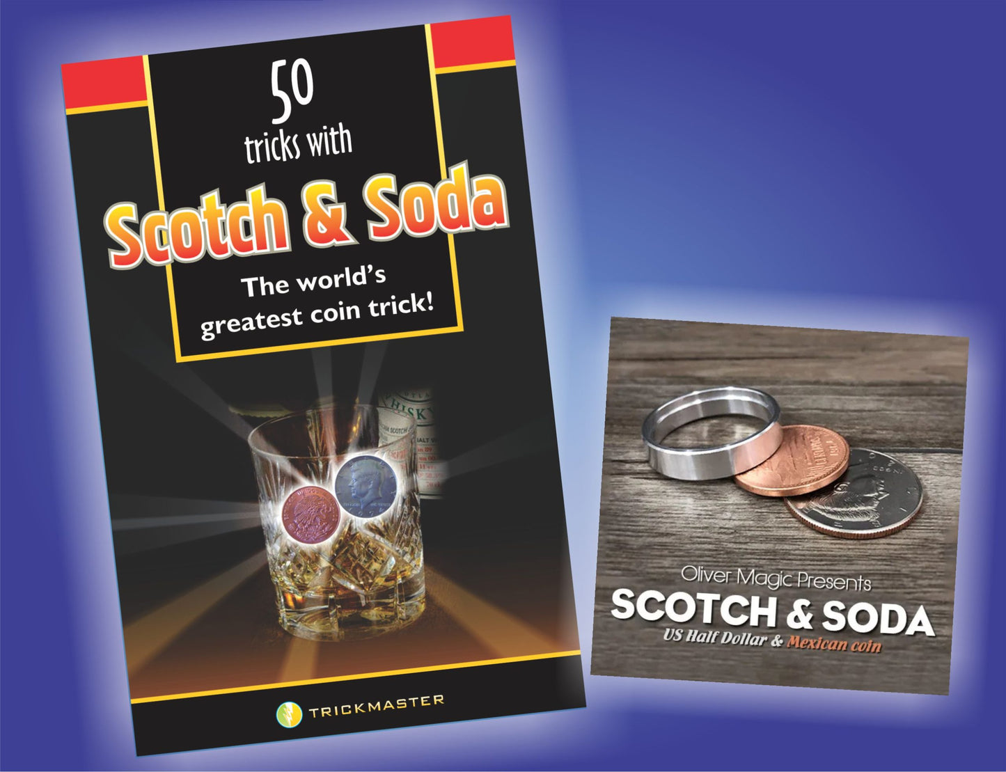 Scotch and Soda Mexican Coin from Oliver Magic w/Book by Trickmaster
