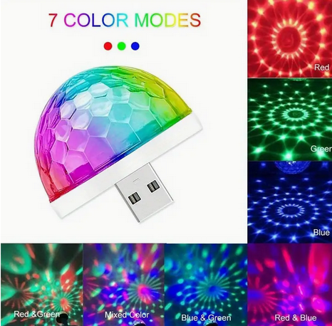 LED Small Magic Ball Mini Multicolor Disco Light USB-Powered