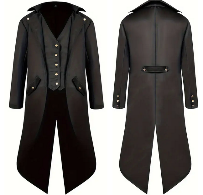 Medieval Long Coat Black Size 46-48