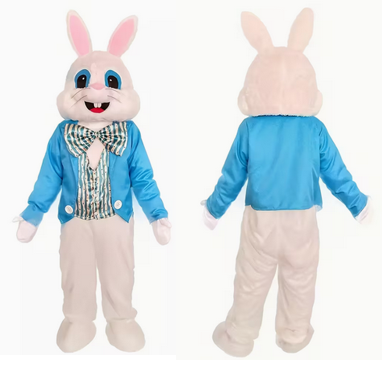 Easter Bunny Mascot Blue Jacket
