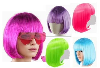 Wig Neon Bob With Bangs - Choose Color