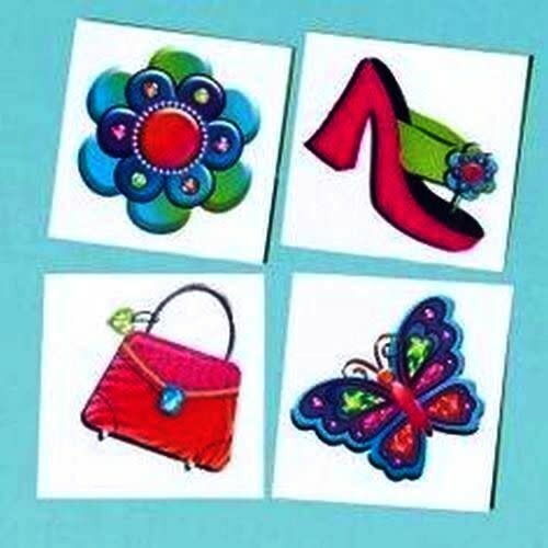 Glitzy Girl Fashion Tattoos 12 Count by Amscan