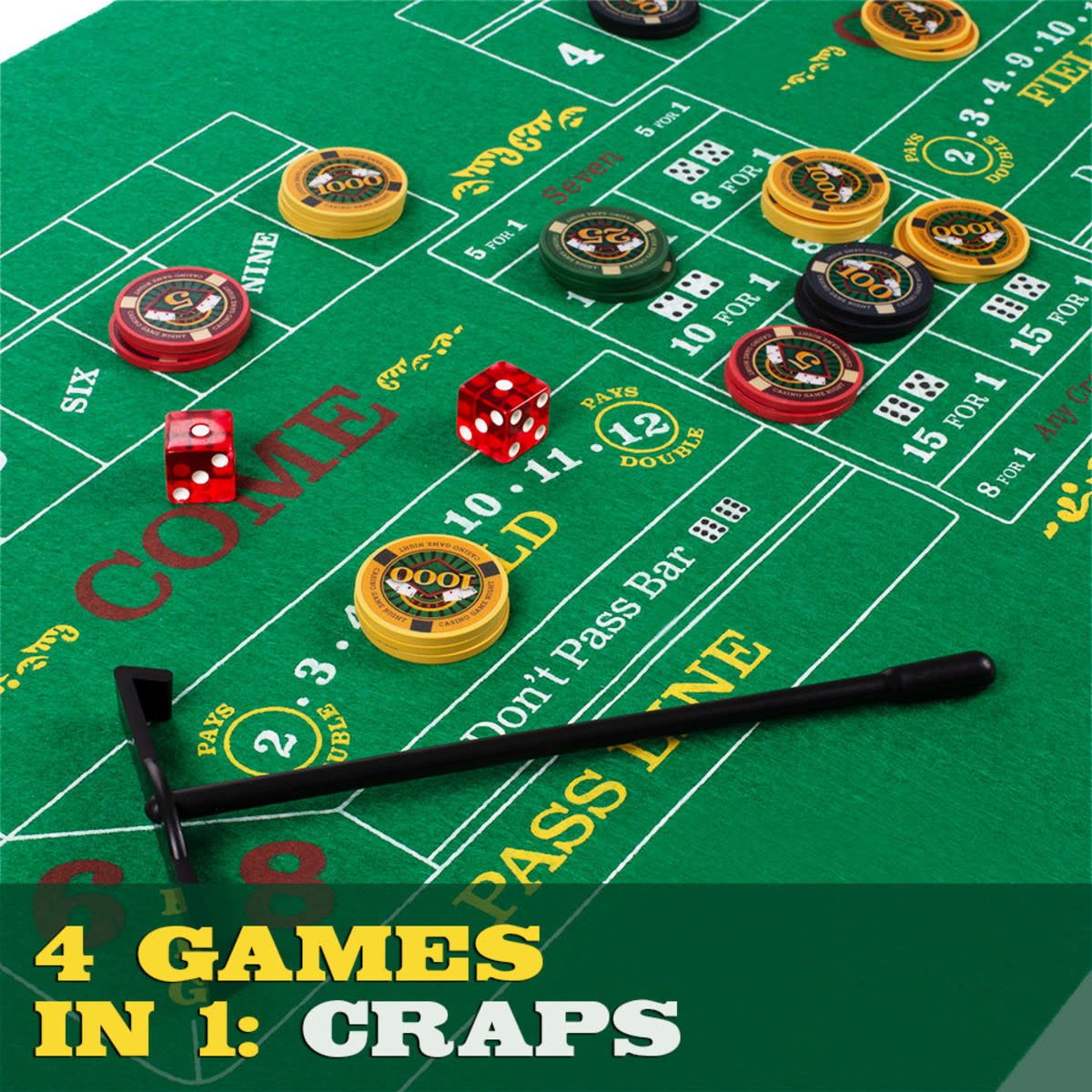 Casino Game Night 4 in 1 Roulette Blackjack Craps Hold Em