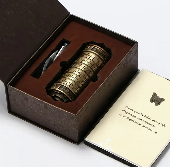 Da Vinci Style Cryptex Combination Lock Puzzle - Bronze