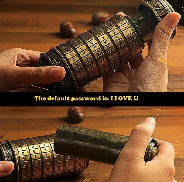 Da Vinci Style Cryptex Combination Lock Puzzle - Bronze