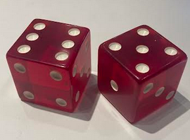 VINTAGE One Pair 2-inch Red Dice by Crisloid