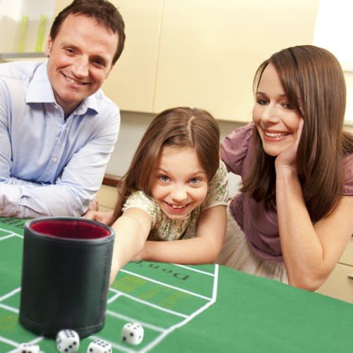 Professional Dice Cup, Leather - With 5 Dice
