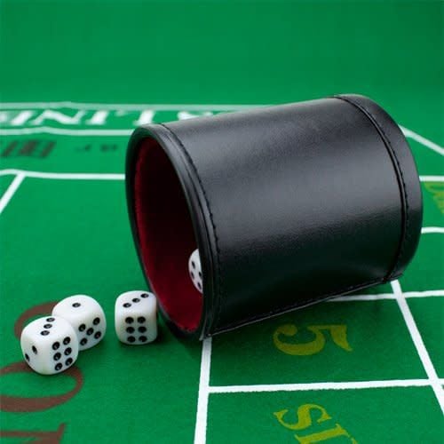 Professional Dice Cup, Leather - With 5 Dice