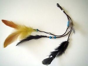 Feather Hair Clip w Beads (C3)