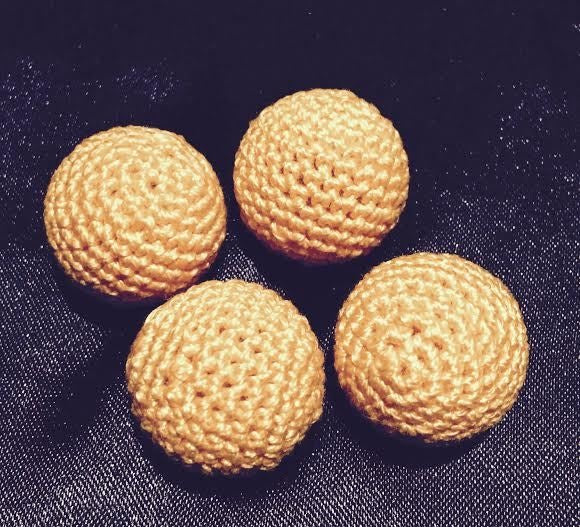 Crocheted Balls Acrylic 4 pk, 3/4 inch - Golden Yellow M8