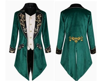 Deluxe Victorian Gothic Tailcoat, Green - Choose Size