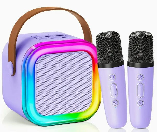 Mini Portable Karaoke Two Mics - Color Options