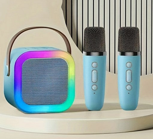 Mini Portable Karaoke Two Mics - Color Options