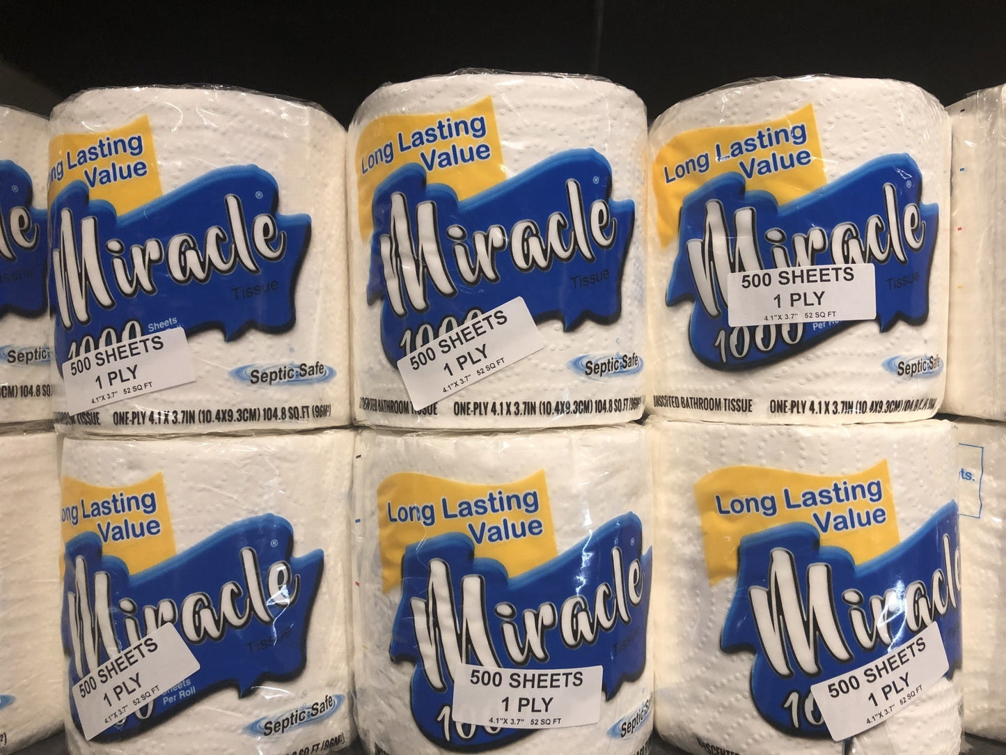 Miracle Toilet Paper Roll 500 Sheets 1 Ply by Apex /160