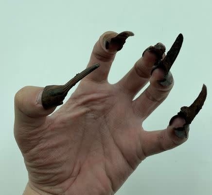 Black Clip On Vampire Fingernails with Removable Blood Coating