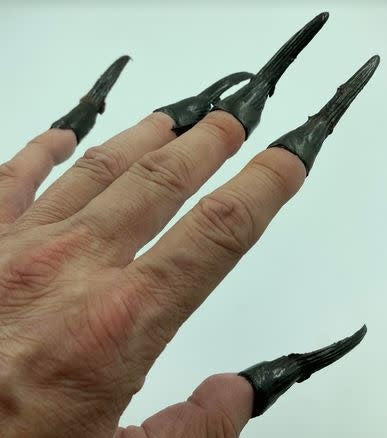 Black Clip On Vampire Fingernails with Removable Blood Coating