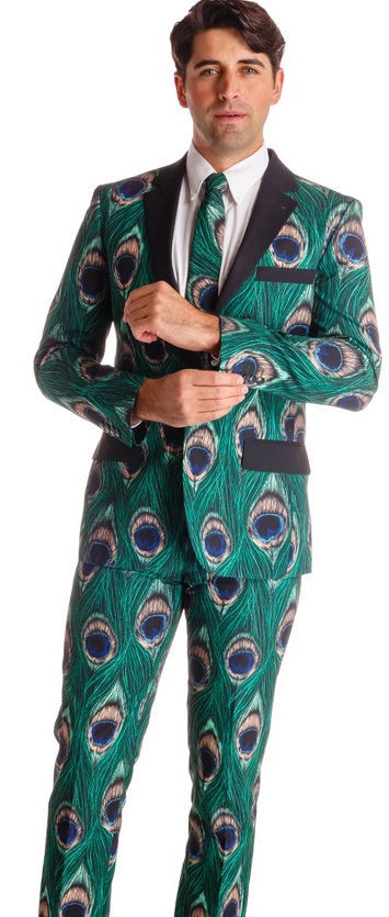 The Peacock Player New Years Eve Party Suit Blazer US Size 46 / Suit Pants Size 40/36 by Shinesty