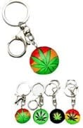 Keychain Pot Leaf 3.5 inch Glass, Assorted
