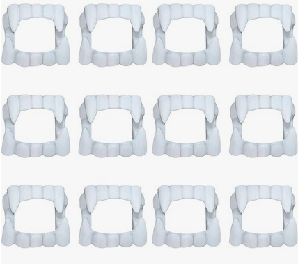 Vampire Fangs Plastic, White - Dozen Party Pack