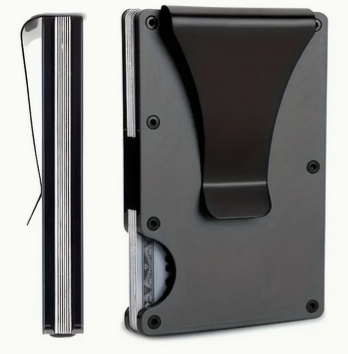 Wallet RFID Stretch Credit Cards with Money Clip Grey Aluminum