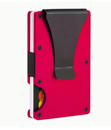 Wallet RFID Stretch Credit Cards with Money Clip Red Aluminum