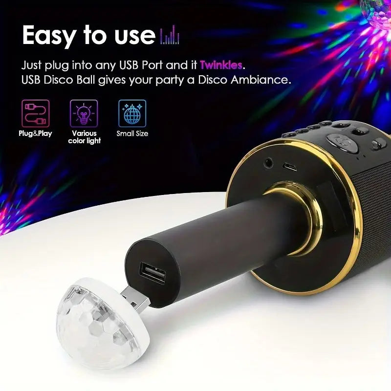 LED Small Magic Ball Mini Multicolor Disco Light USB-Powered