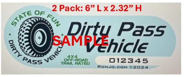 Dirty Pass Vehicle Stickers 2Pack - 6 in L x 2.32 in H by Ronjo