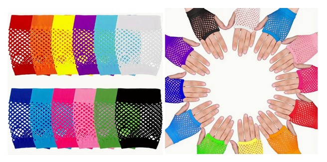 One Pair Fingerless Fishnet Wrist Gloves - Assorted Colors