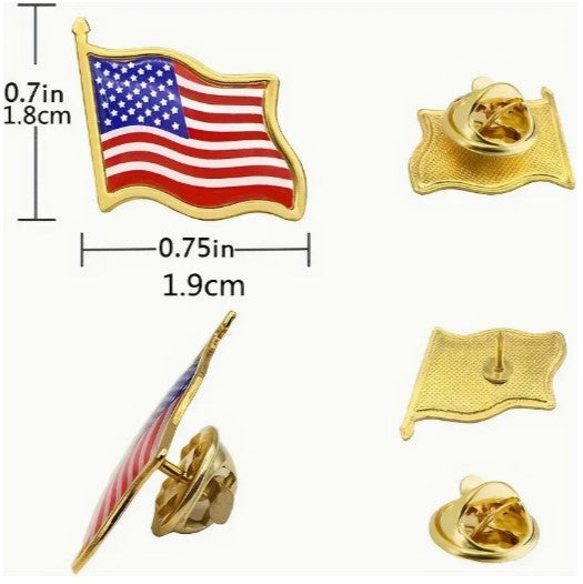 American Flag Enamel Pin .75x.70 inch