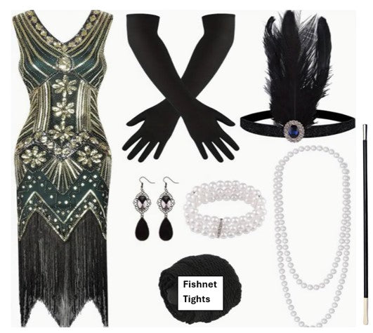 Deluxe Flapper Ensemble Black/Gold - Select Size