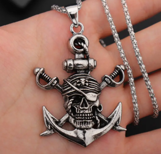 Pirate Skull | Swords | Anchor Necklace 2.2 inches tall