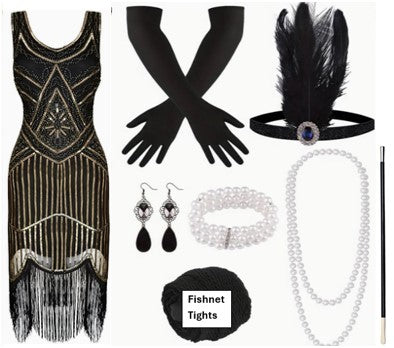 Deluxe Flapper Ensemble Black/Gold - Select Size