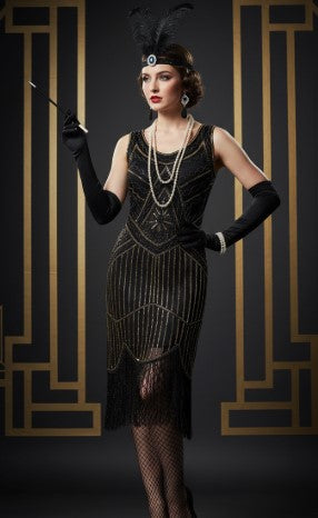 Deluxe Flapper Ensemble Black/Gold - Select Size