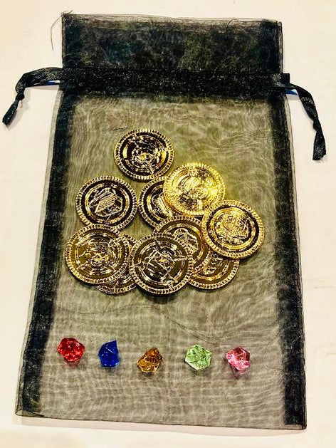 Pirate Booty Bag 10 Coins 5 Jewels And Pouch