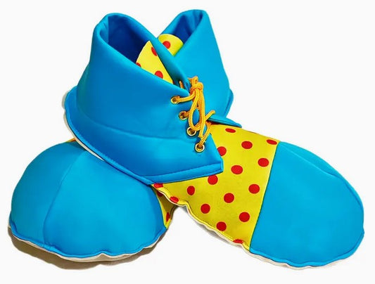 Clown Shoes Blue With Yellow And Red Polka Dots Adult