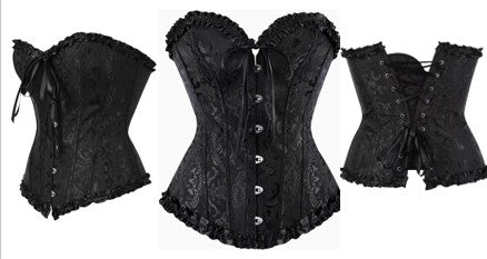 Corset With Bow, Black - Choose Size