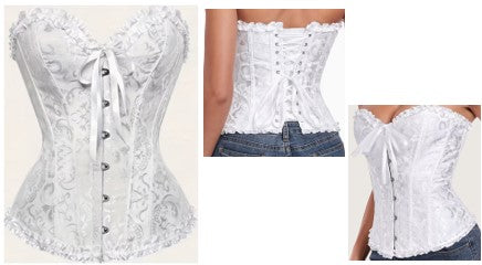 Corset With Bow, White - Choose Size