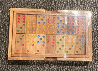 Wood Dominoes Set of 28 Double Six Colored Spots With Case