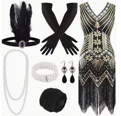 Deluxe Flapper Ensemble Black/Gold - Select Size