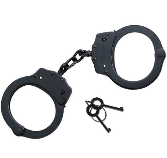 Professional Double Lock Police Handcuffs - Black w/2 Keys