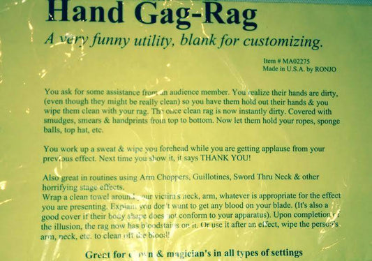 Hand Gag Rag, Blank for customizing