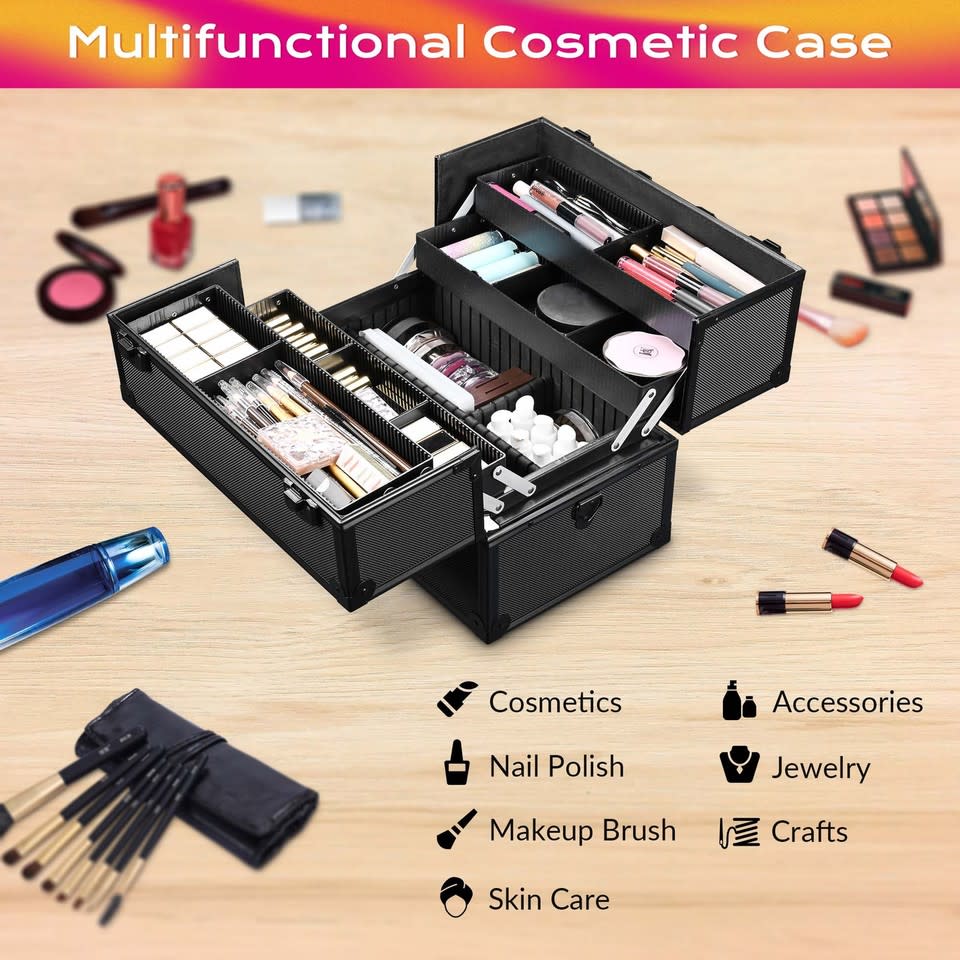 Train Case - Large Aluminum 4-Tier Trays