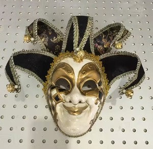 Venetian Mask - Jester Black/White/Gold