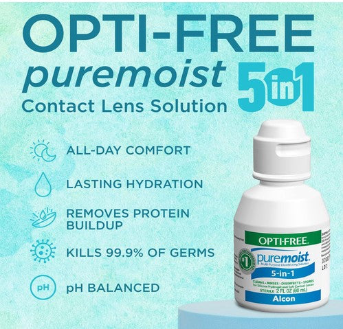 Opti-Free Pure Moist 5-in-1 Contact Lens Soultion 2oz. 60ml by Alcon