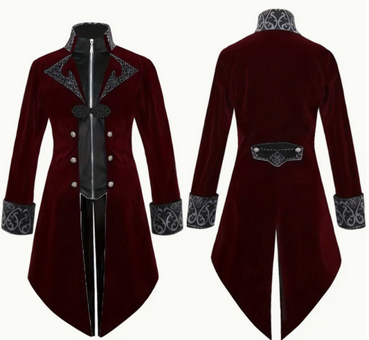Ornate Vintage Tailcoat Crimson/Black - Size XXL Chest 44