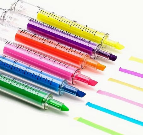 Hypodermic Needle Highlighter Marker Assorted Colors